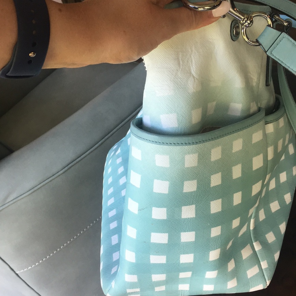 Coach Gingham Saffiano Leather Baby Bag Tote - Picture 8 of 8